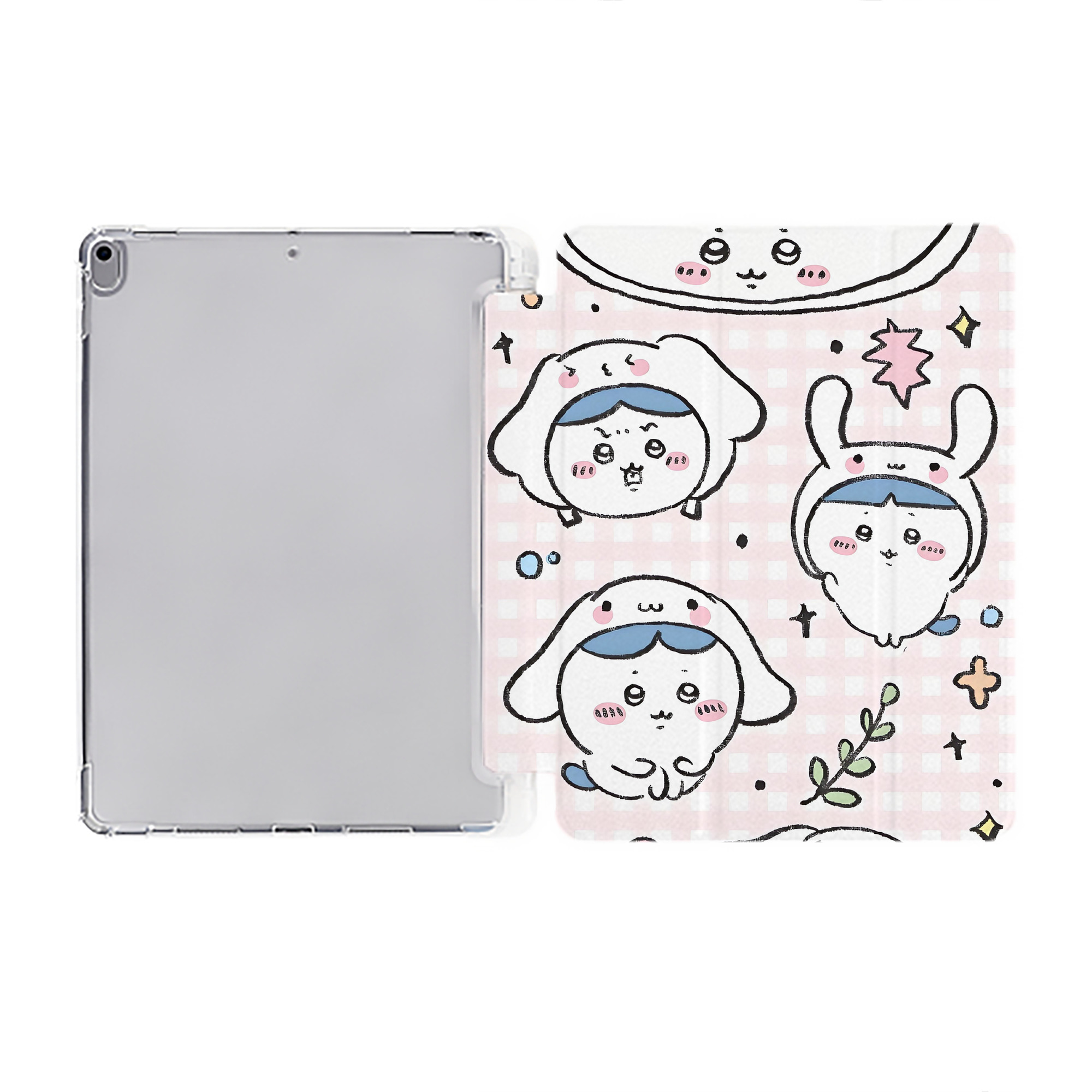 （画像用） ちいかわ Chii-kawa IPad ケース ペン収納付き 三つ折りスタンド PUレザー×シリコン 対応機種9.5/10.5/10.9インチ